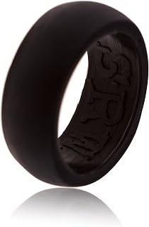 Flexible Silicone Wedding Ring for Active Men PREMIUM Non Bulky Medical Grade Skin Safe & Comfort Fit Band