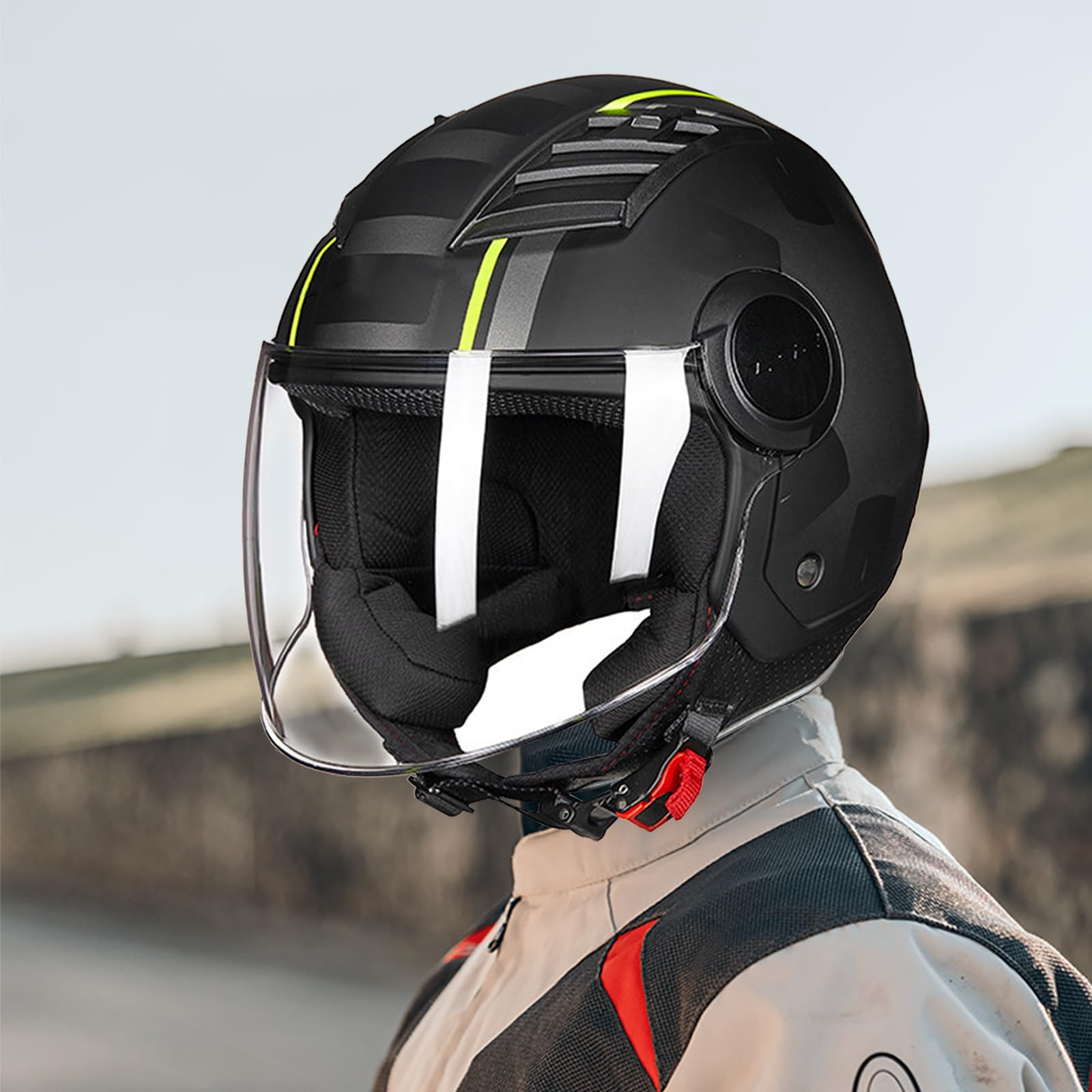 VCOROS Visiera Casco Moto Solo per OF562/AIRFLOW,Casco Parabrezza Moto Visiera a Lente Integrale,Protezione per Il Vento del Motociclo,Non incompatibile con LS2 Airflow II