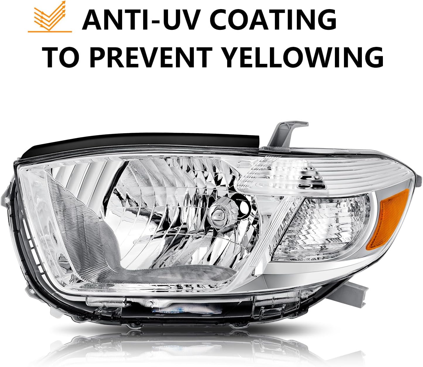 Headlight Assembly Fit For 2008-2010 Toyota Highlander 2008 2009 2010 Toyota Highlander Chroem Housing Amber Reflector Left And Right