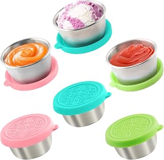 6x1.6 Oz Salad Dressing Containers With Lids, Small Leakproof Reusable Stainless Steel Salad Dressing Container To Go For Lunch Boxes,Sauce containers, Picnics,Travel Meal Prep And Kitchen Storage.