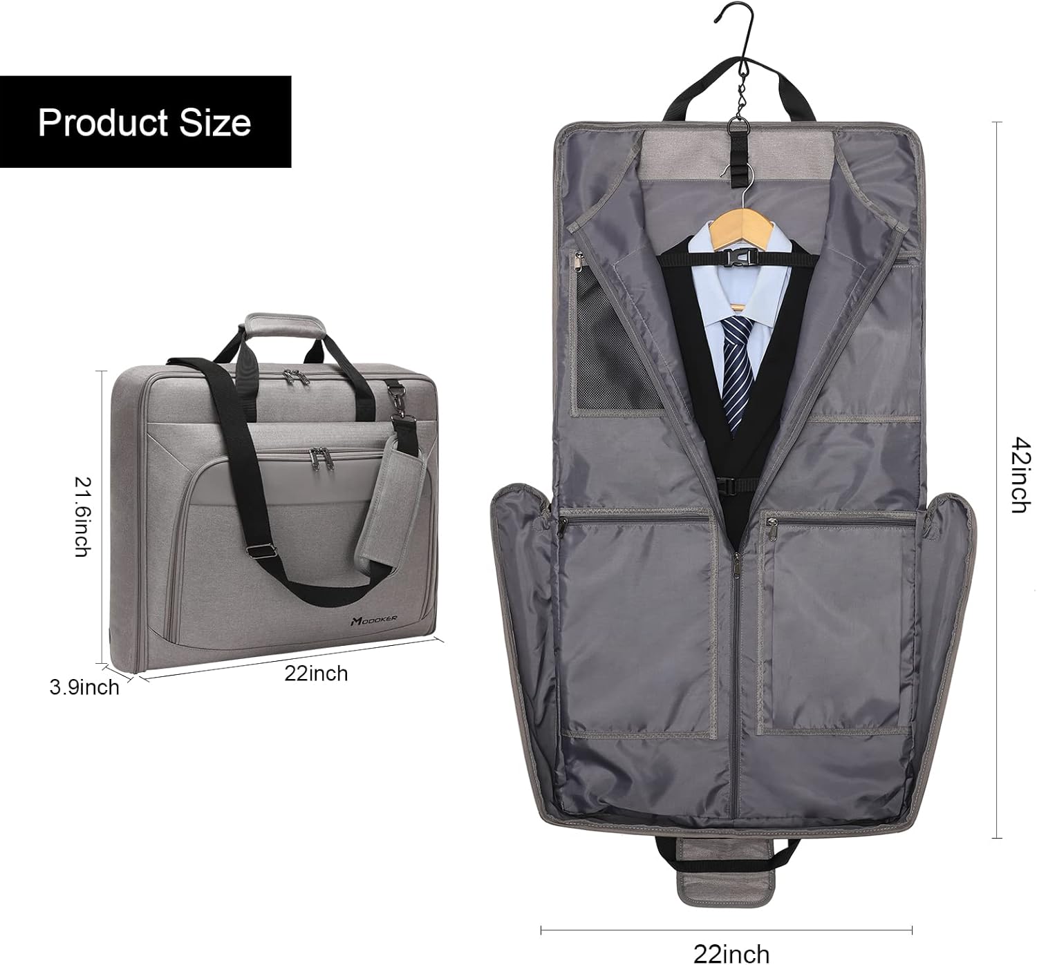 Modoker Carry On Garment Bags for Travel Hanging Clothes Suit Bag Luggage Organizer, Foldable Suit Carrier Gift for Men Women