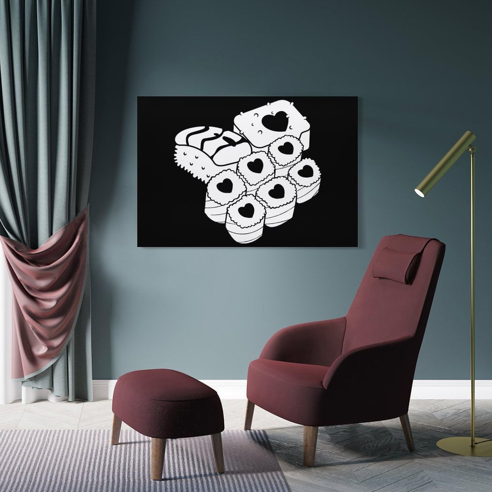 Junmoney Sushi Love Decorative Wall Artwork 20x30inch(50x75cm), for Entrance Spaces, Stair Walls Or Halls, A Stylish Accent for Home Entrances
