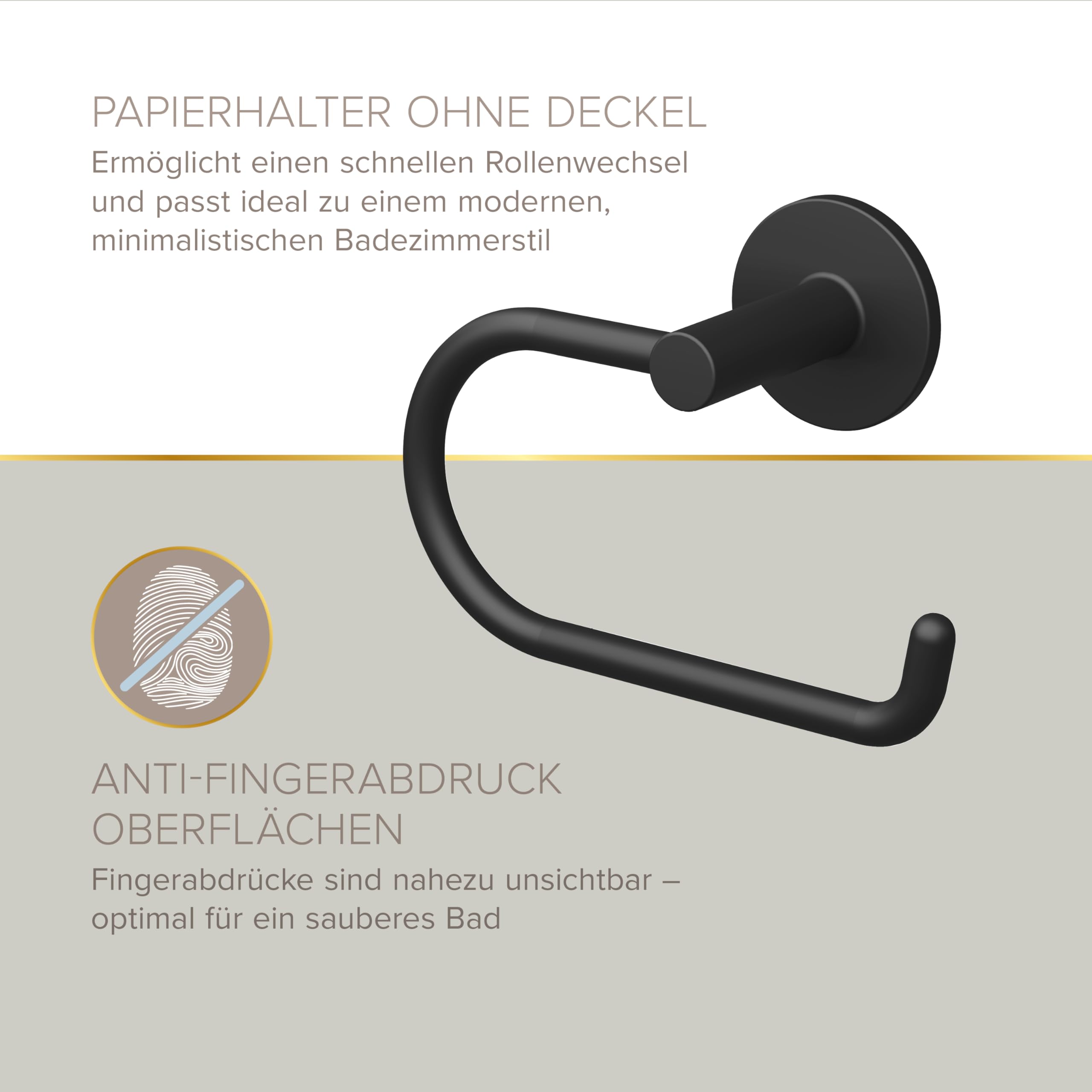 Lenz Bad-Accessoire-Set Nero Schwarz-matt – Anti-Fingerabdruck Oberfläche | 4-teiliges Set, Toilettenpapierhalter, WC-Bürstengarnitur und 2x Handtuchhaken, Zum Kleben oder Bohren, 4590051