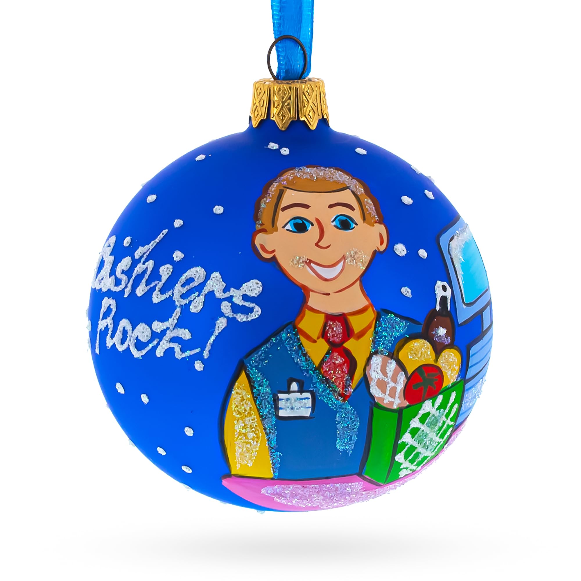 Boule de Noël en verre soufflé de 8 cm pour décoration de sapin festive