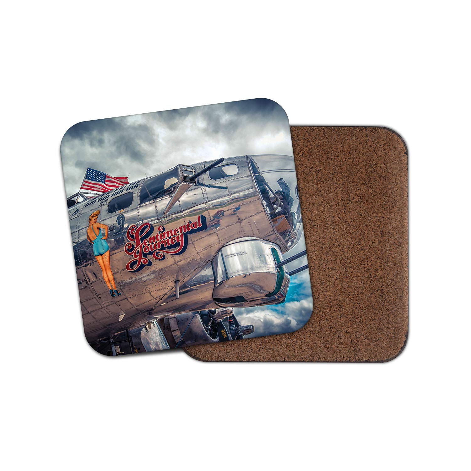 Destinationvinyl Men's Multicolor 1 X B-17 Flying Fortress Coaster - B17 Bomber Airplane Plane Pilot #12461