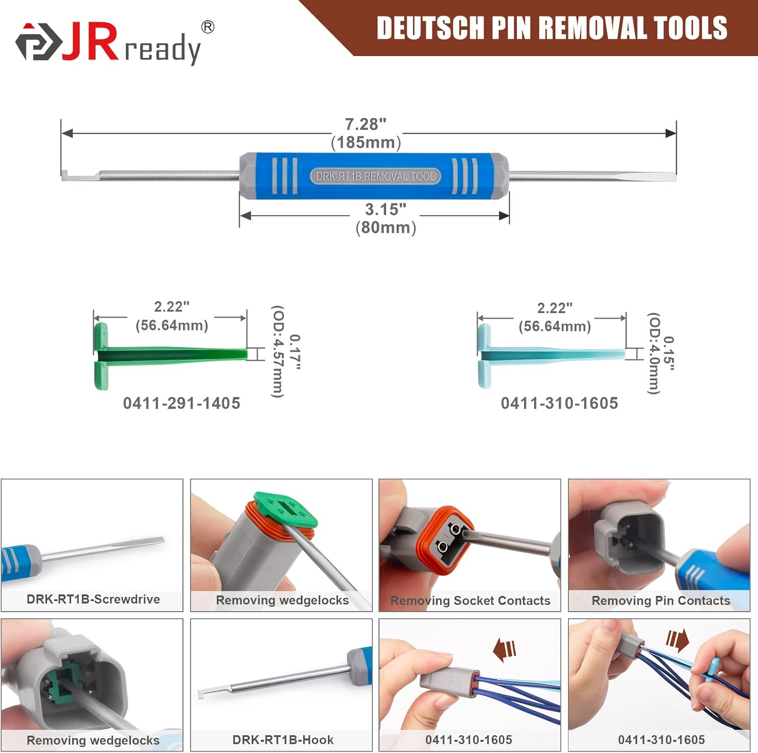 JRready DW1018 2 3 4 6 8 12 Pin Deutsch Connector Kit, IP68 Waterproof Electrical Automative DT Connectors Kit with Size 16 Stamped Contacts Pin Removal Tools and 14AWG Yellow Seals