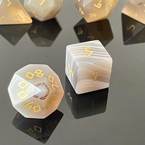 Miniatura 5 de Amatolo Juego de dados de piedras preciosas naturales hechos a mano, colección de dados de jade para Calabozos y Dragones (Esquisto de glaucofano)