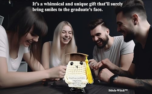 Miniatura 8 de Stitch-Witch Divertidos regalos de elefante blanco, ganchillo de patata positiva para caminar, papa enrollada, papa de apoyo emocional (papa marrón)