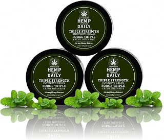 Premium Hemp Extract Daily Triple Moisturizing Cream, Classic Mint, 1.70 oz | Topical Rub with Essential Oils, Vegan, Organic Ingredients, Pack of 3