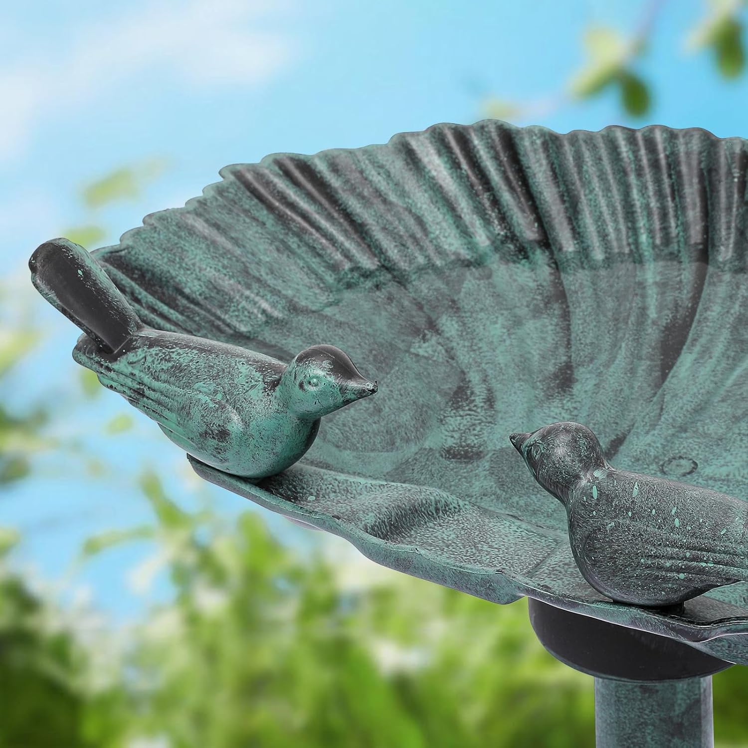 MoNiBloom 28" Bird Baths for Outdoors, Solar Powered Birdbath Water Fountains with Bowl and Stand for Outside Yard and Garden, 5L Water Capacity, Green