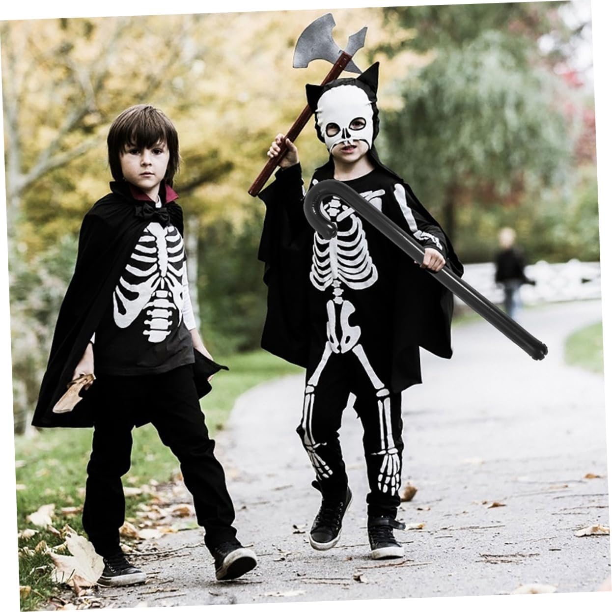 2pcs Inflatable Cane Props Costume Walking Stick Balloons for Halloween Masquerade Parties and Stage Performances Fun PVC Crutch Balloons Portable and Convenient