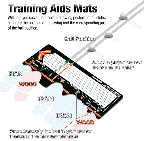 Miniatura 3 de Golf Training Mat for Beginners  Posture Assistance and Entry-Level Stance Corrector Trainer with Golf Training Aid and Practice Mats(Black)