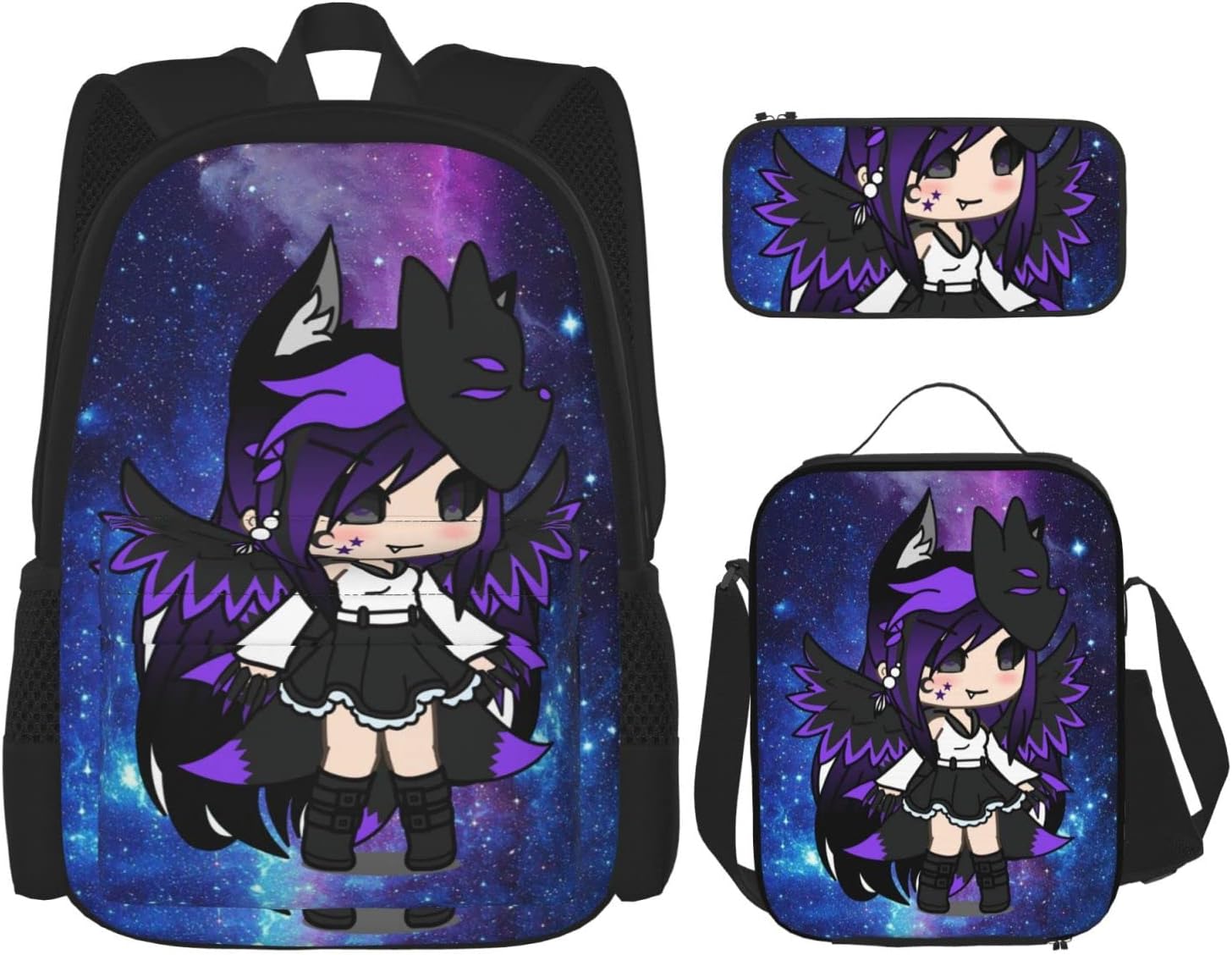 Gacha Life Backpack 3 Piece Set, Unisex Three Piece