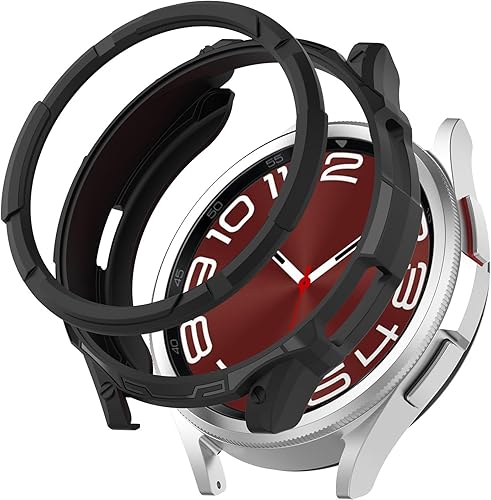 Miimall Funda compatible con Samsung Galaxy Watch 6 Classic de 1.73 pulgadas, carcasa protectora militar de TPU + anillo para Galaxy Watch Classic 6