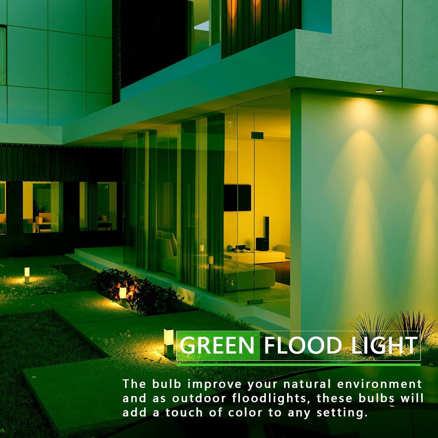 Gonhom PAR38 Flood Lights Outdoor,Dimmable LED Flood Light Bulbs,20W(Equivalent to 200W),E26 Base,Outdoor Porch,Holiday Lighting,LED Flood Light Bulb for Halloween,Christmas,2 Pack Green