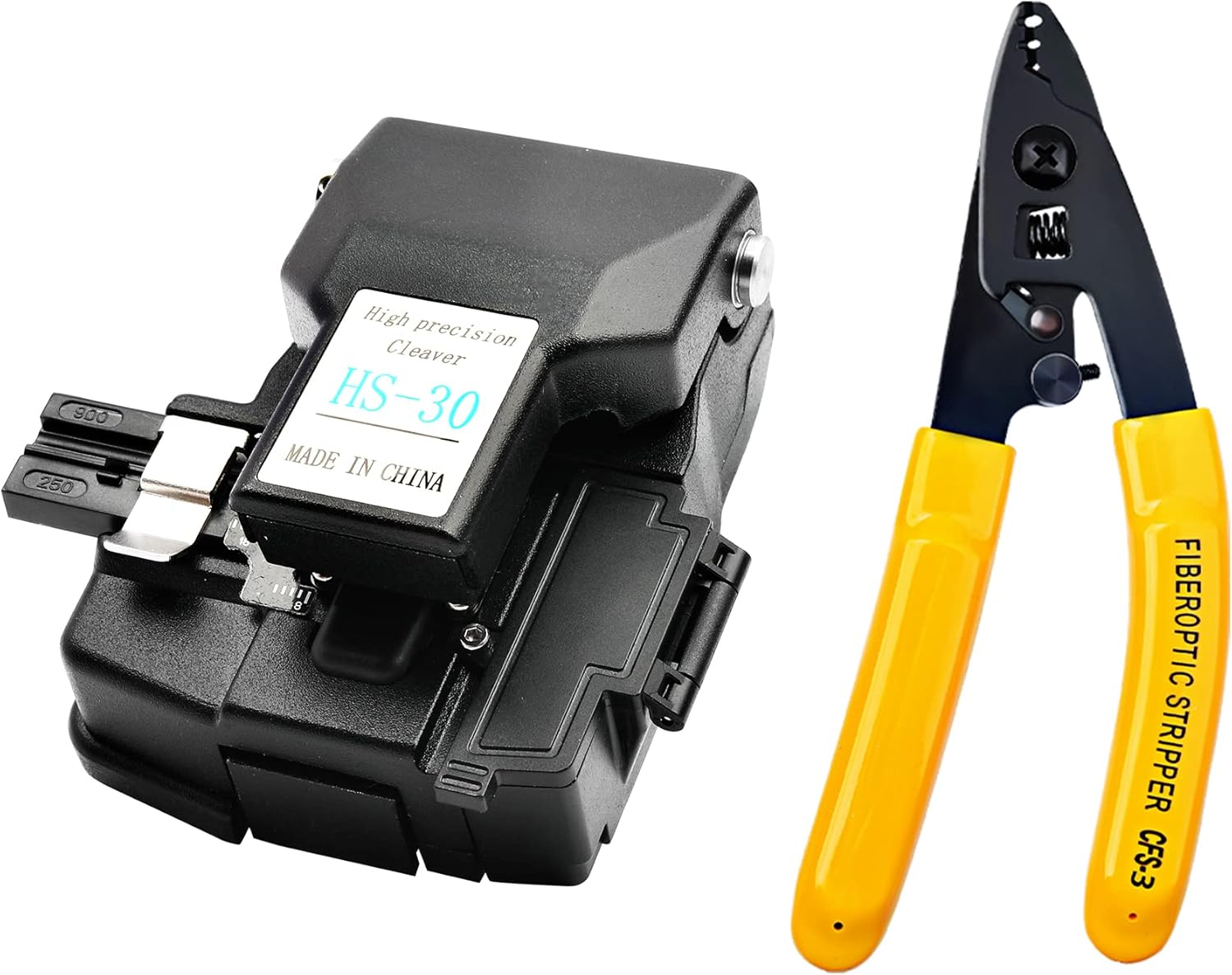 Optical Fibre Cleaver HS-30 with waste fiber bucket fiber cutter CT-30 125um~3mm optical fiber stripper CFS-3