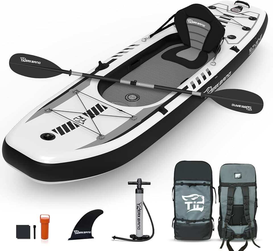 Caiaque Inflável De 10,2'X35''X8'' Com Assento Removível, Conjunto Sup-Kayak Inclui Bomba Manual/Remo/Mochila De Alumínio, Barco De Caiaque Para Adultos/Crianças | Para Pesca, Passeio