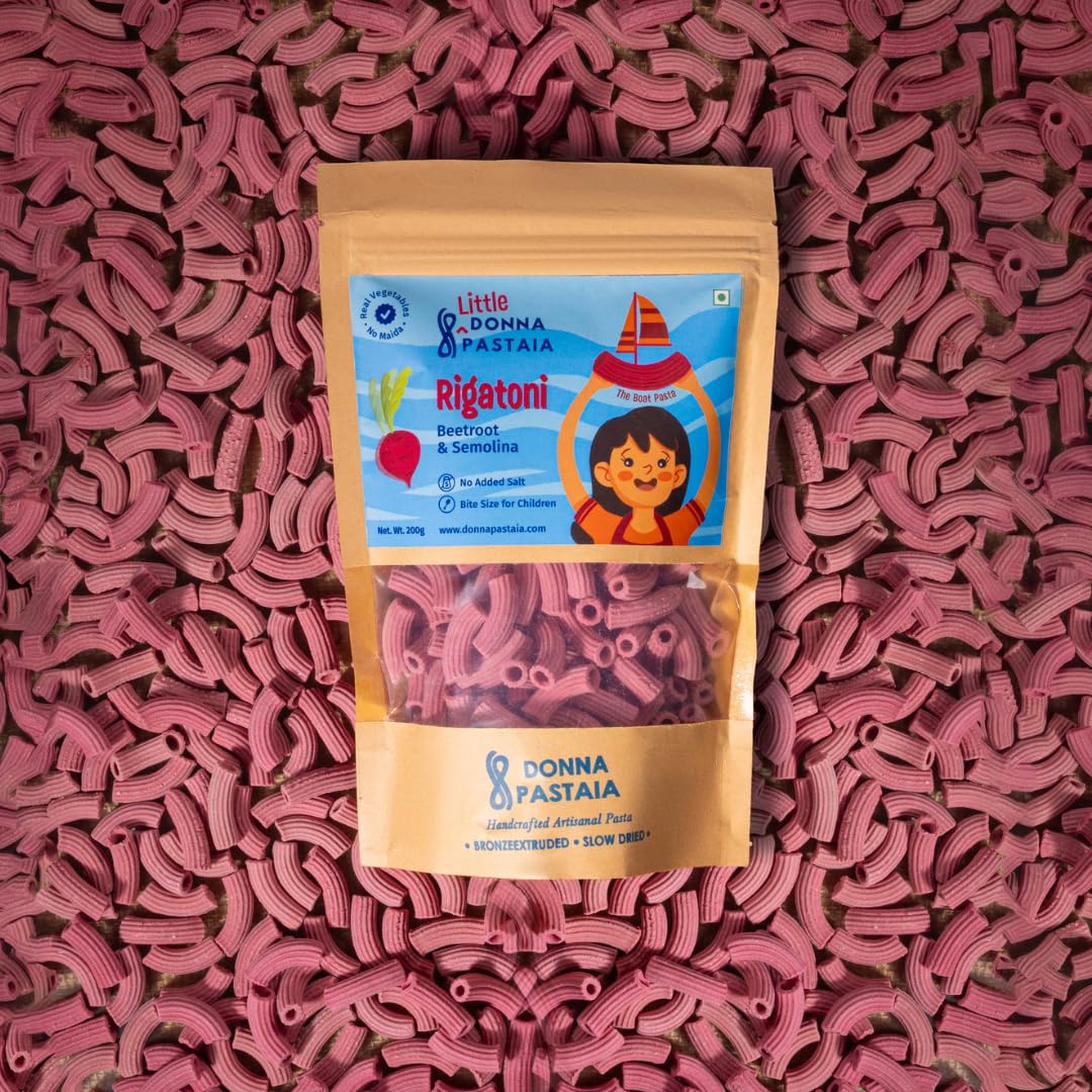 Donna Pastaia Artisanal Kids Beetroot Rigatoni Mini Pasta | Fun Shapes | Bronze extruded, Slow Dried, No Maida, No Salt, No Preservatives | Proudly Made in India-200gm (B0CBPVVNDT) Amazon Price History, Amazon Price Tracker