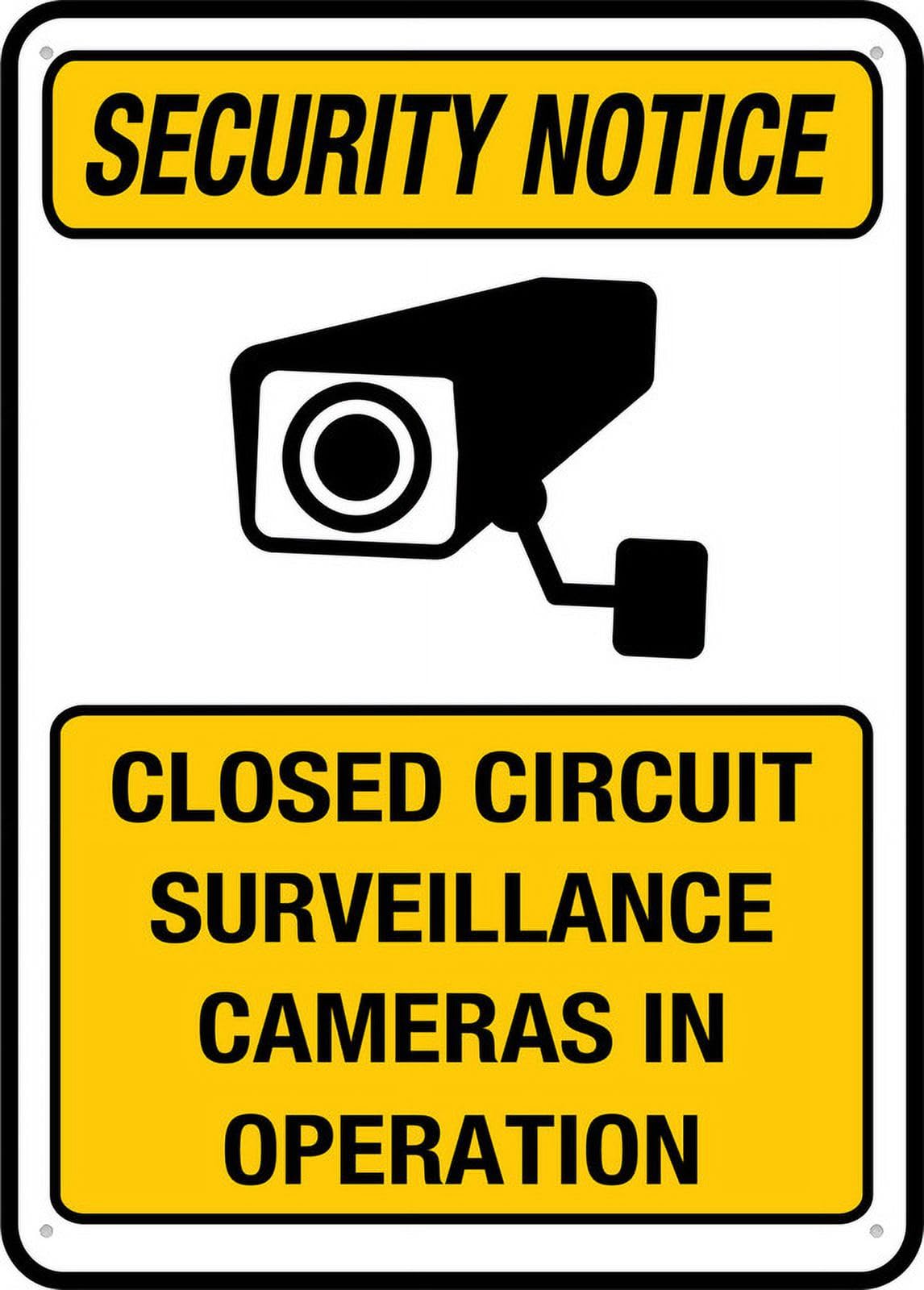Security Notice Closed Circuit Surveillance Cameras In Operation Outdoor Sign - UV Printed Aluminum 12"x8" Weatherproof for Home or Business