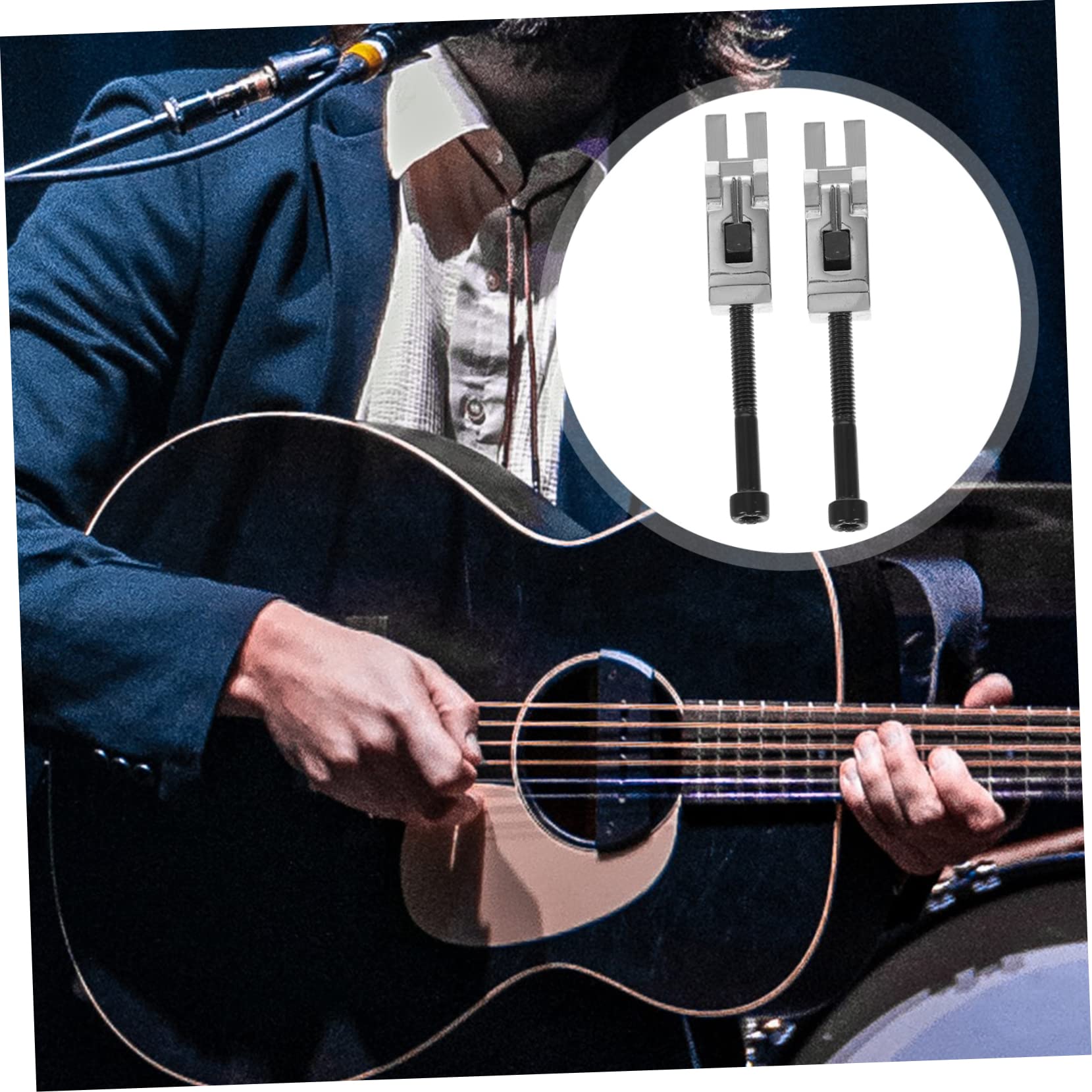 Wakauto Gaq59 6pcs Double Locking System Silver Guitar Saddle and Tremolo Bridge Parts Set