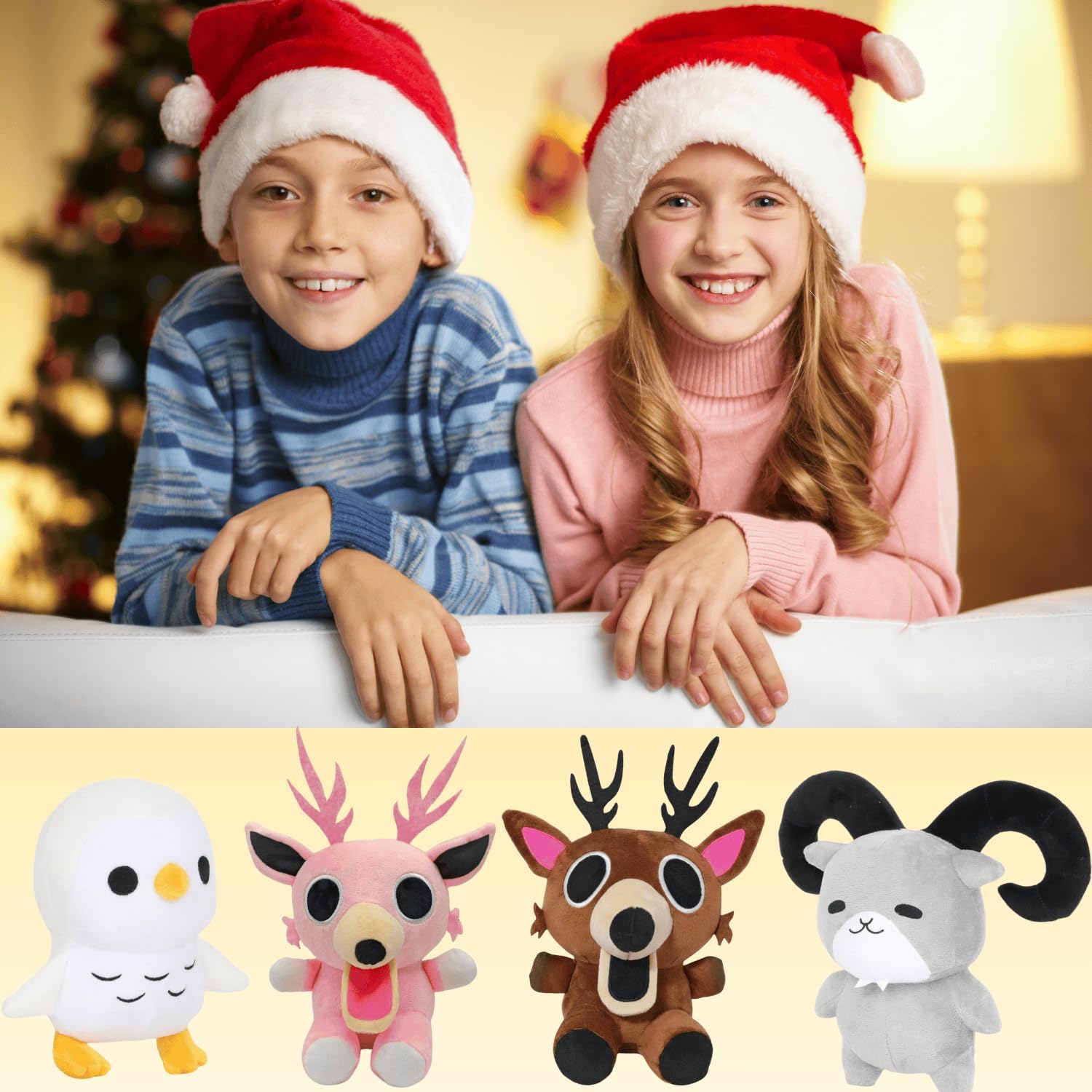 SUPERBE 99 Nights in The Forest Plush Toys, 9 Inch 99 Night in The Forest The Deer Monster Stuffed Animals Plushies, Collectible Stuffed Toy for Fans and Kids Christmas Birthday Gifts (Brown Pink)