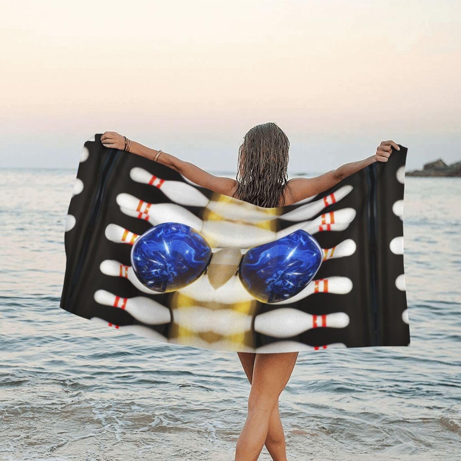 LSRCPD Bowling Microfibre Towel Bath Towel Beach Towel,Print Soft Warm Absorbent Personalised Towel Quick Dry