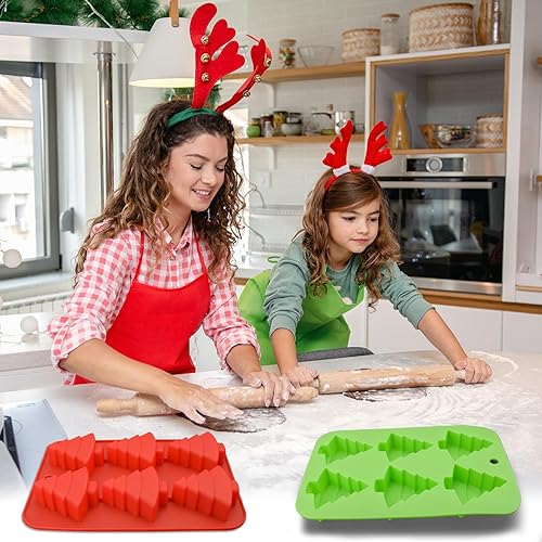 Miniatura 4 de mdgfge Moldes de silicona para hornear y dulces para árbol de Navidad, moldes de chocolate hechos a mano para jabón, cubitos de hielo, galletas,