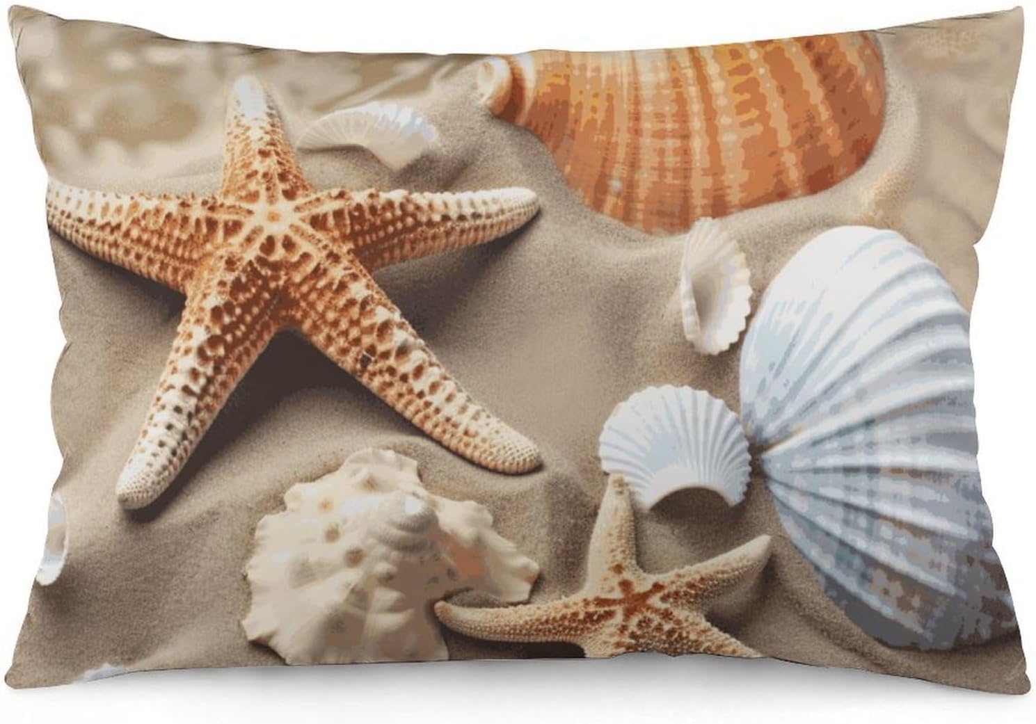 Sea Shell Starfish Pillow Cases Queen Size Set of 1 Soft Comfortable Throw Pillows Covers Decorative Pillowcase with Zipper Bed Cushion Covers for Couch Sofa Bedroom 12 "x20