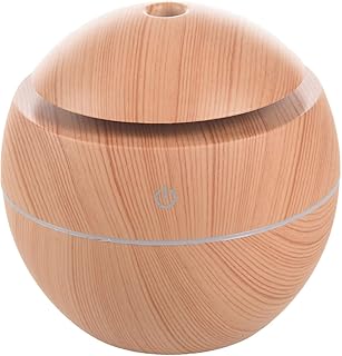 Haudang Humidificateur USB - Diffuseur d'huiles essentielles - Diffuseur à ultrasons - Humidificateur d'air - Purificateur d'air - 7 couleurs changeantes - Veilleuse LED pour la maison - Bois clair