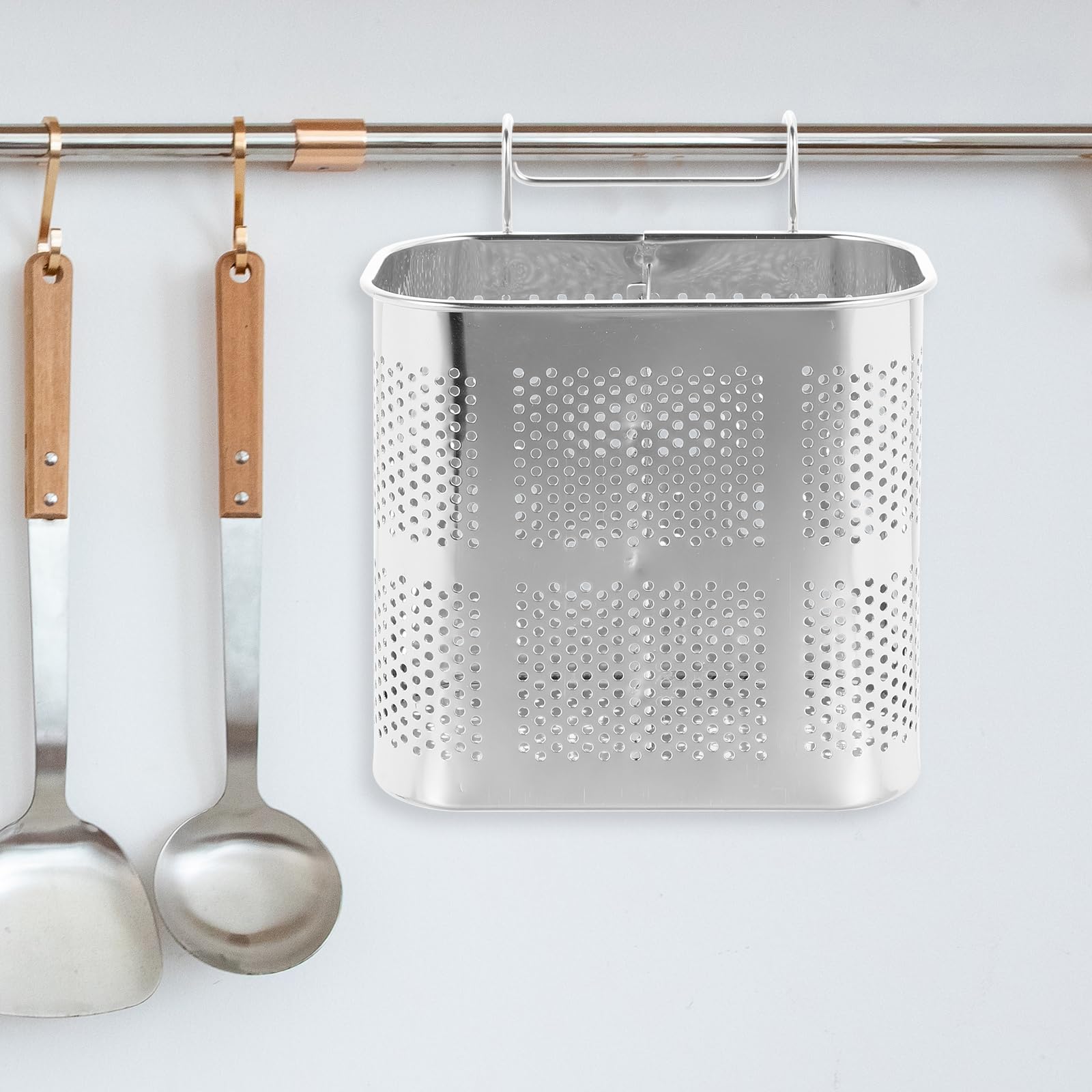 Cabilock Égouttoir À Couverts En Acier Inoxydable, Porte-Ustensiles De Cuisine Suspendu, Organisateur De Cuisine Pour Cuillères, Fourchettes Et Baguettes, Rangement Et Séchage