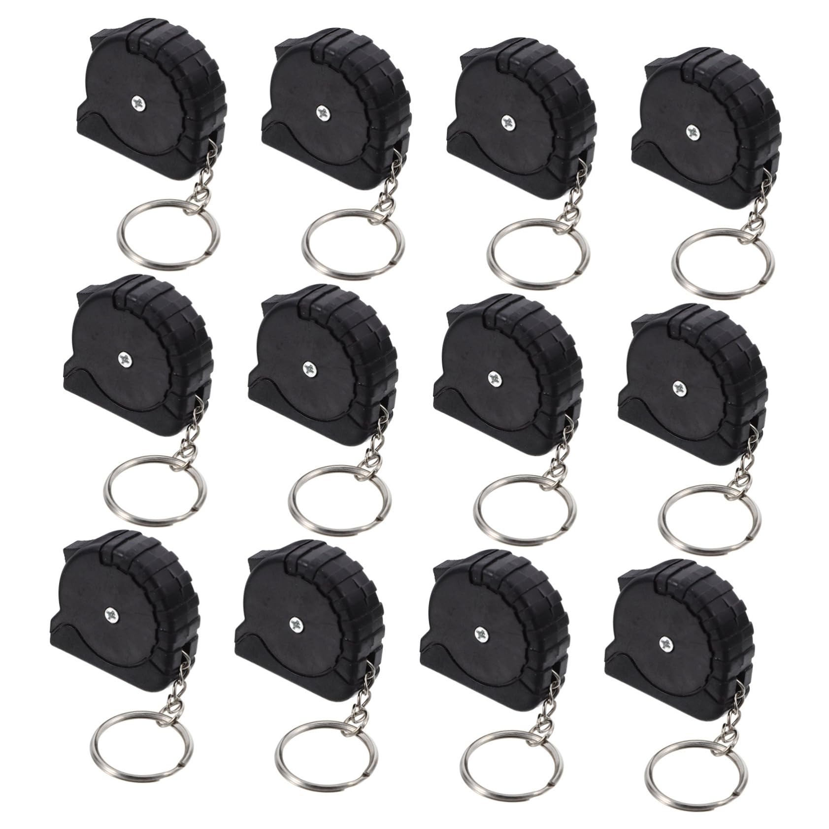 Unomor 12pcs Automatic Retractable Tape Measure Mini Flexible Tape Measure Body Metric Key Chain Measuring Tape Folding Pocket Small Measures Sewing Tailor Tiny Carbon Steel Black
