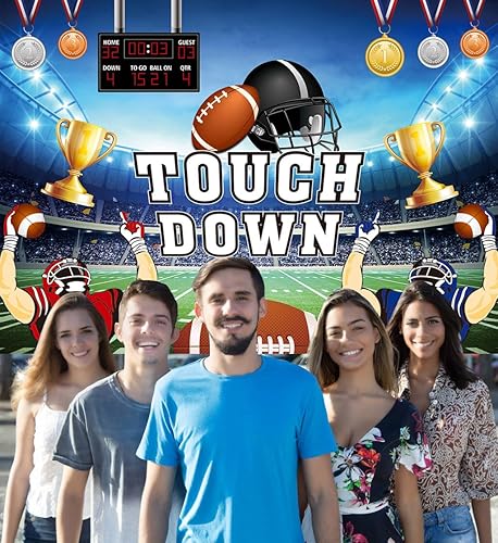 Miniatura 5 de Football Party Backdrop Touch Down Sports Match Medal Trophy Football Field Photography Background Kids Adults Boys Football Sports Themed Birthday