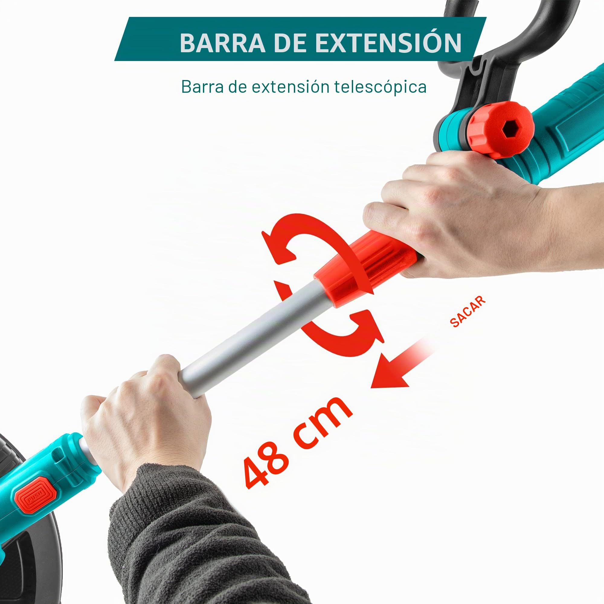 TOTAL - Cortabordes Eléctrico - A Batería P20S de 20 V - Máquina de Podar Portátil Especial para Jardín - Diámetro de Corte de 300 mm - Mango Ajustable hasta 180º