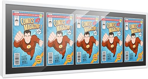 Miniatura 149 de Poster Palooza Marco de cómic con paspartú para 4 cómics de la era actual publicado después de 1985, marco de cómic negro para cómics de 6.875 x