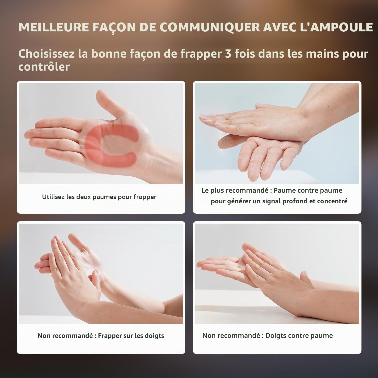 Ampoule de contrôle de la lumière à 3 claps pour lampe de table de chambre à coucher, solution marche/arrêt activée par le son, détection de claquement, maison intelligente, vu à la télévision, blanc