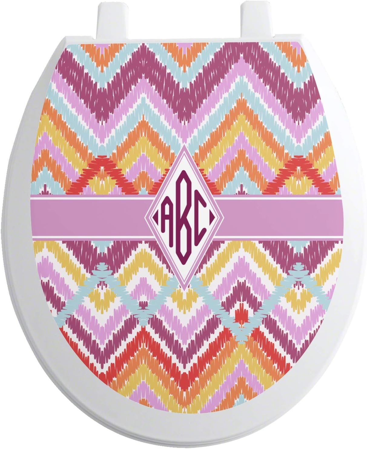 RNK Shops Personalized Ikat Chevron Toilet Seat Decal