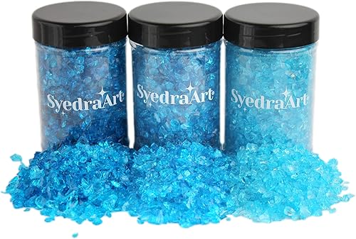 Miniatura 122 de Syedra - Juego de 3 piezas de vidrio triturado para manualidades, arte de resina, piezas de espejo de color triturado, 1 libra (amarillo)