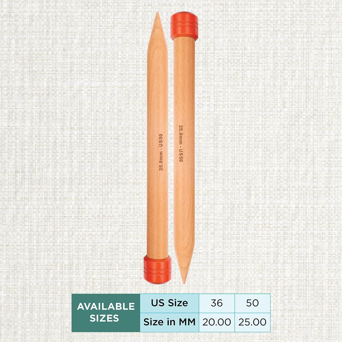 KnitPro Jumbo Single Pointed Needles 10" (25cm) | US Size 50 (25mm)