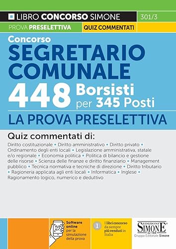 Concorso Segretario Comunale 448 Borsisti per 345 posti - Prova preselettiva