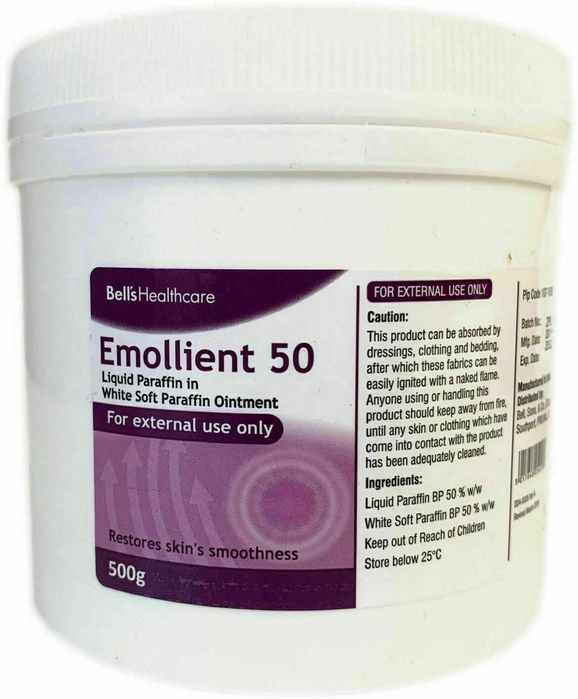 Emollient 50 Liquid Paraffin In White Soft Paraffin Ointment - 500g ...