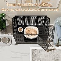 Vista 6 de Jaula indestructible resistente de 44 pulgadas para perros grandes, a prueba de escape, para interiores, alta ansiedad, con 4 ruedas con bloqueo