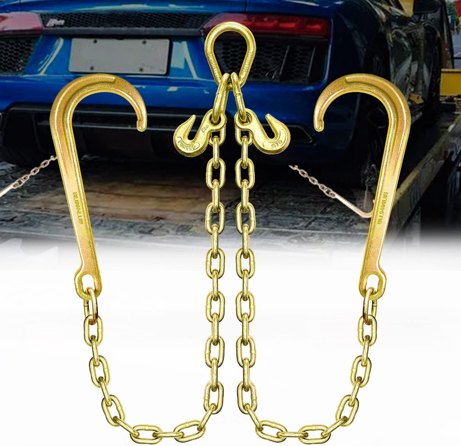 FITHOIST Grade 80 Chain VBridle 5/16In x 2Ft Towing