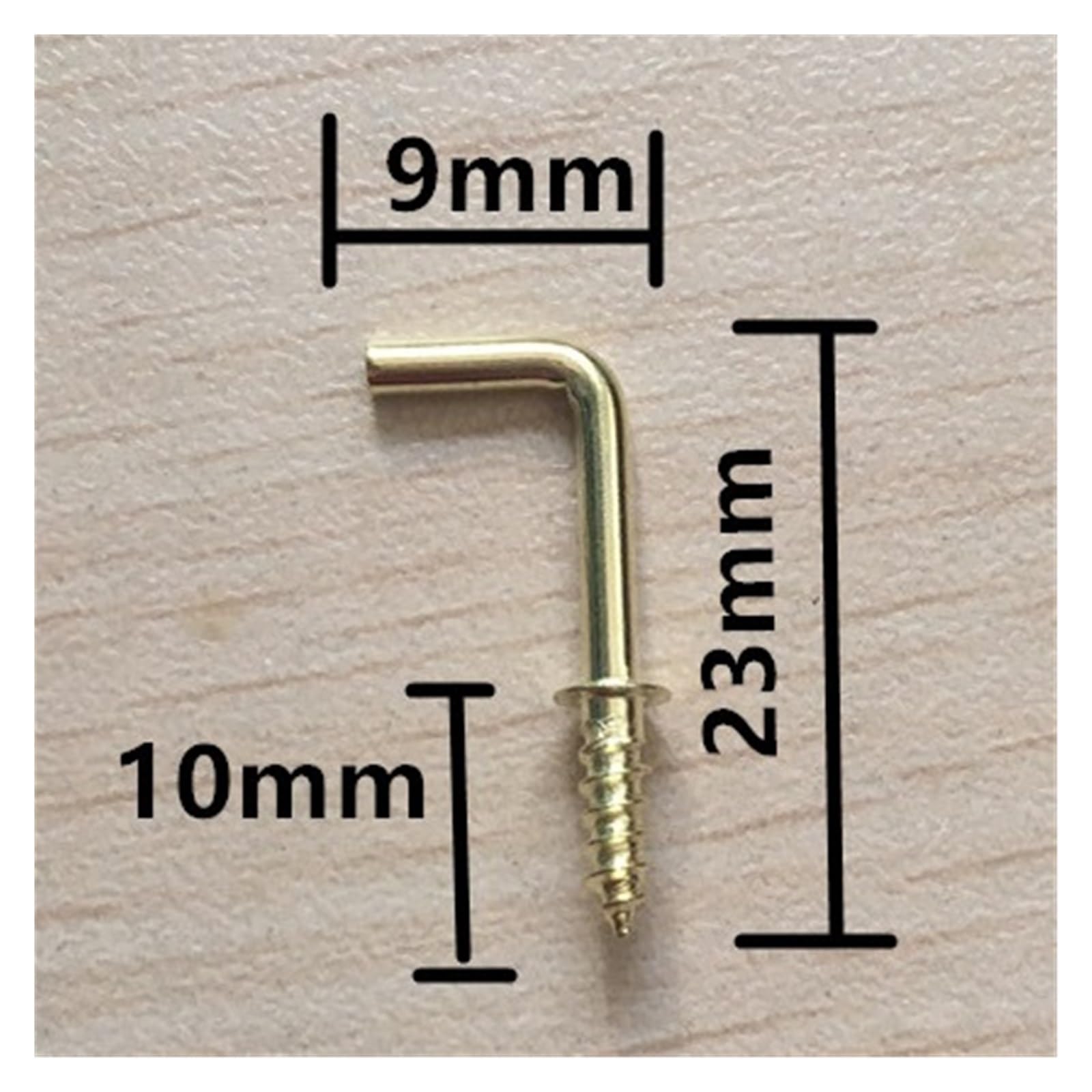 CHATROOM Gelber rechtwinkliger Schraubhaken, Eisenhaken, Haken im 7er-Stil, L-Stil, Schafösenhaken, Schrauben for Rahmenzubehör, 100 Stück(38X12mm)
