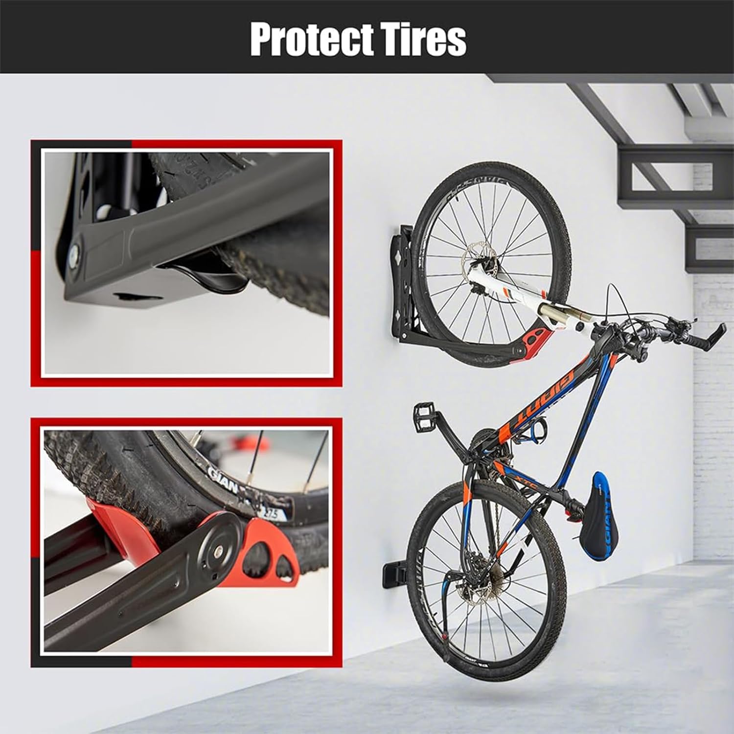 Swivel Bike Racks, No Lifting Wall Mounted Bike Storage Solution for Home, Garage Bike Hanger, Vertical Bike Wall Hangers