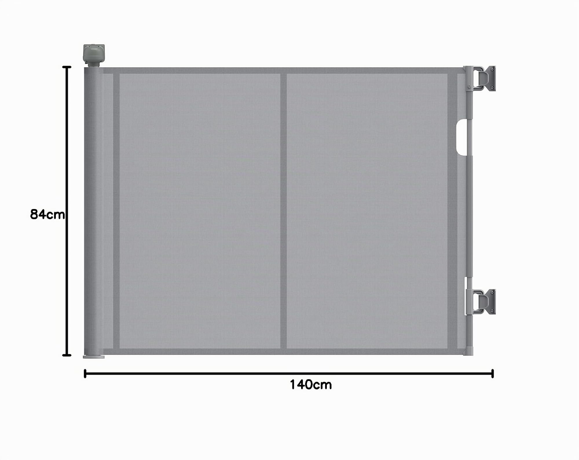 Cancelletto di Sicurezza Retrattile per Bambini, 0-140 cm, Cancelletto di Sicurezza per Cani, Cancello Bambini Adatto per Scale, Corridoi, Interni ed Esterni Grigio