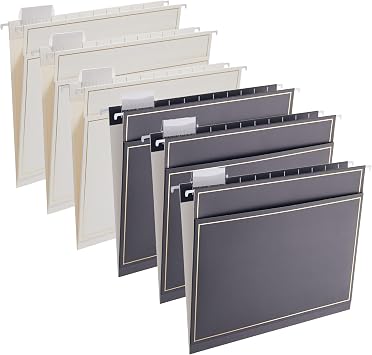 6 Pack Morandi Color Hanging File Folders with Pocket Letter Size Decorative File Folder Cute Pretty Hanging Folder for Office Home School with 1/5-Cut Adjustable Tabs, Outer Storage Pockets...