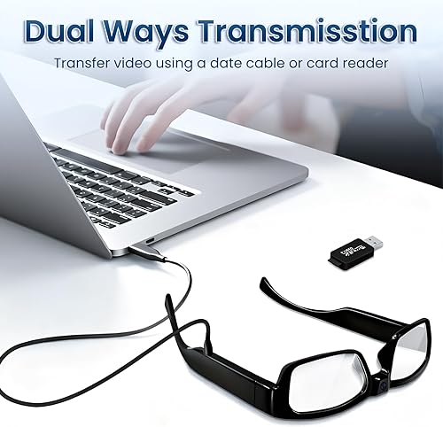 Miniatura 5 de Lentes inteligentes con cámara, grabación de video HD de 1080P y toma de fotos, tarjeta de memoria de 64 GB, gafas de cámara de video para hombres