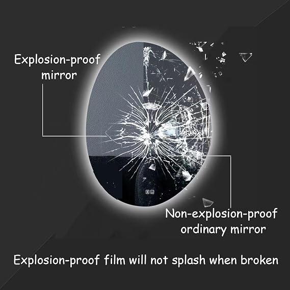 Modern Asymmetrical Bathroom Mirror,Oval Irregular LED Lighted Mirror,Backlit Vanity Mirrors, Smart Wall Mirror, 3 Color Dimmable Anti-fog(Size:70x90cm,Color:single-touch)