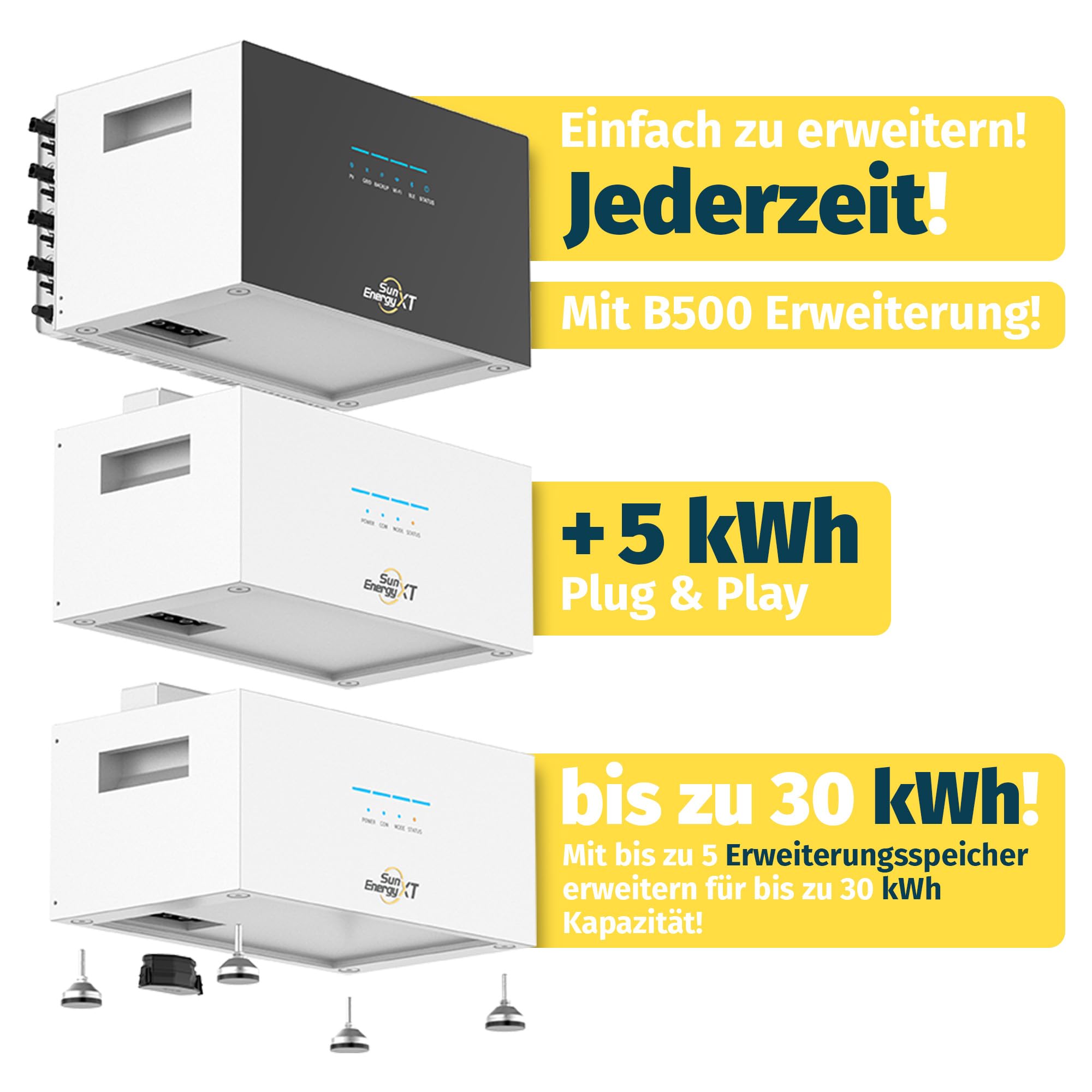 ALLDREI® XT 500 5KWh Balkonkraftwerk-Speicher mit 800W Wechselrichter, 4 MPPT, All-In-One Stromspeicher Solarspeicher