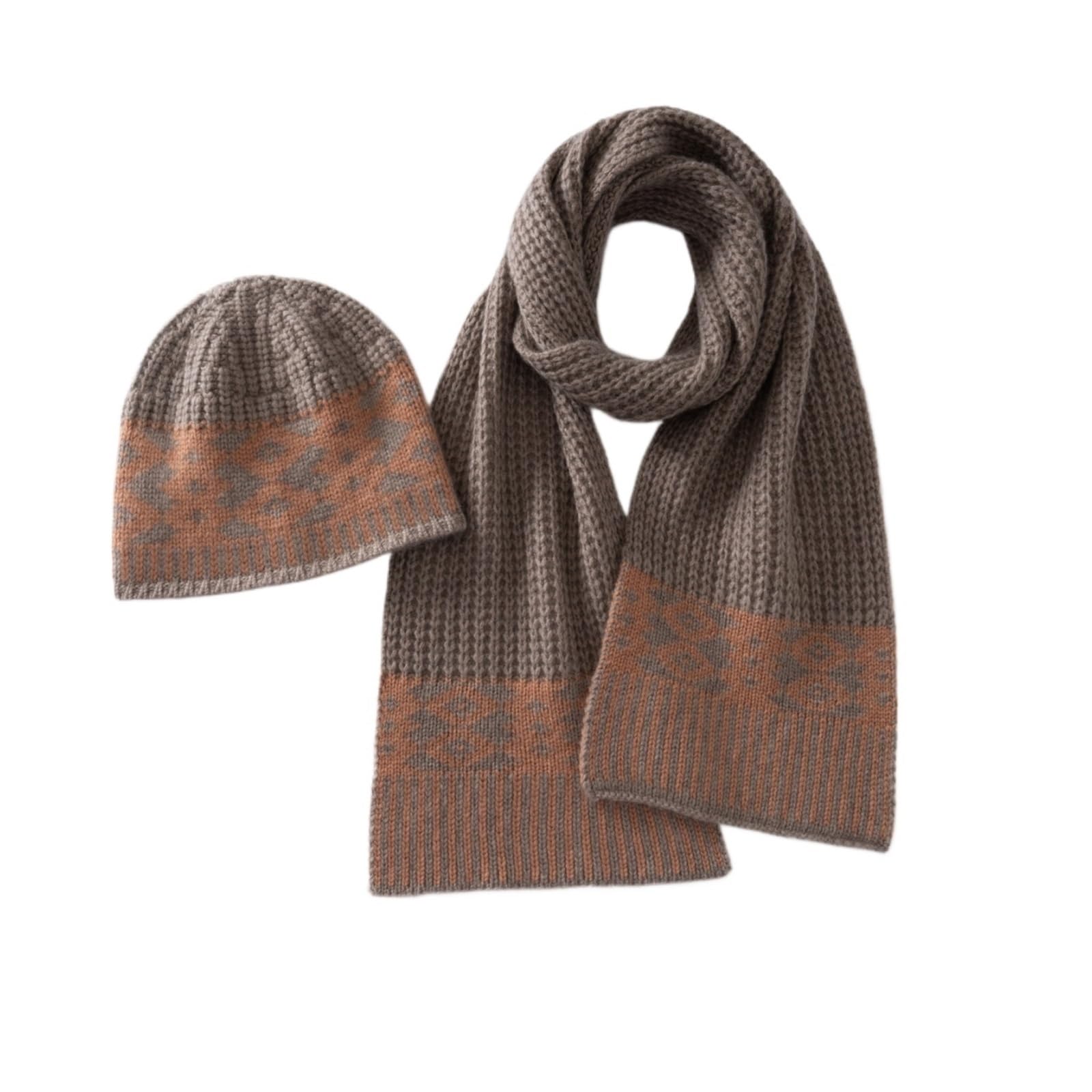 Genérico Conjuntos de gorro y bufanda for mujer, punto grueso cálido con retazos, informal, for exteriores, for invierno